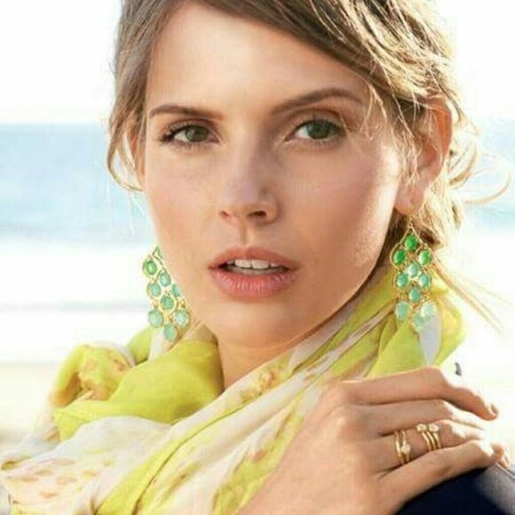 Stella & Dot Hannah Green Chandelier Earrings - Picture 4 of 5